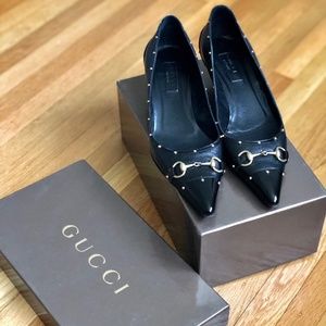 Gucci Black Horsebit Kitten Heels